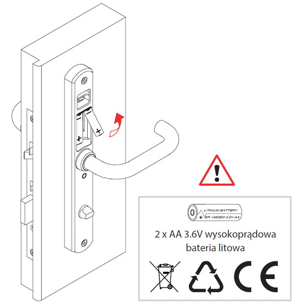 Klamka elektroniczna Aries Smart z funkcja prywatnosci - wymiana baterii